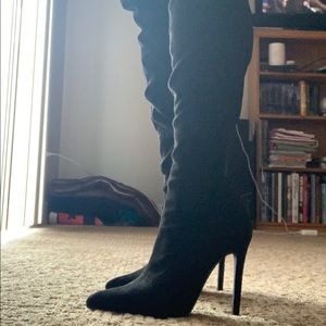Black suede over the knee boots